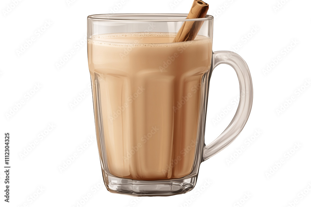 a glass mug with a cinnamon stick in it a glass mug with a cinnamon stick in it