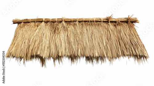 Traditional Thatching Straw Roof Isolated on a White Background with Clipping Path.-