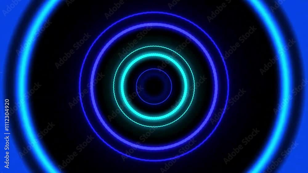 A vibrant, abstract design featuring concentric circles in blue and purple hues, creating a hypnotic visual effect.
