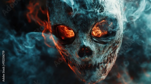 Burning Skull in Smoke