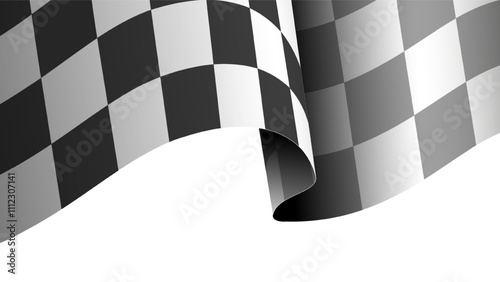 Checkered realistic flag. Crossed finish or starting line. Racing championship. Rally and karting. Motocross and auto competition and tournament. 3D vector illustration