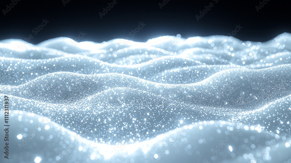 Winter Wonderland: Enchanting Shimmering Snowdrifts with Delicate Snowflake Patterns on Dark Background, Ultra-Detailed 3D Render with Cinematic Light Effects Winter Wonderland: Enchanting Shimmering Snowdrifts with Delicate Snowflake Patterns on Dark Background, Ultra-Detailed 3D Render with Cinematic Light Effects