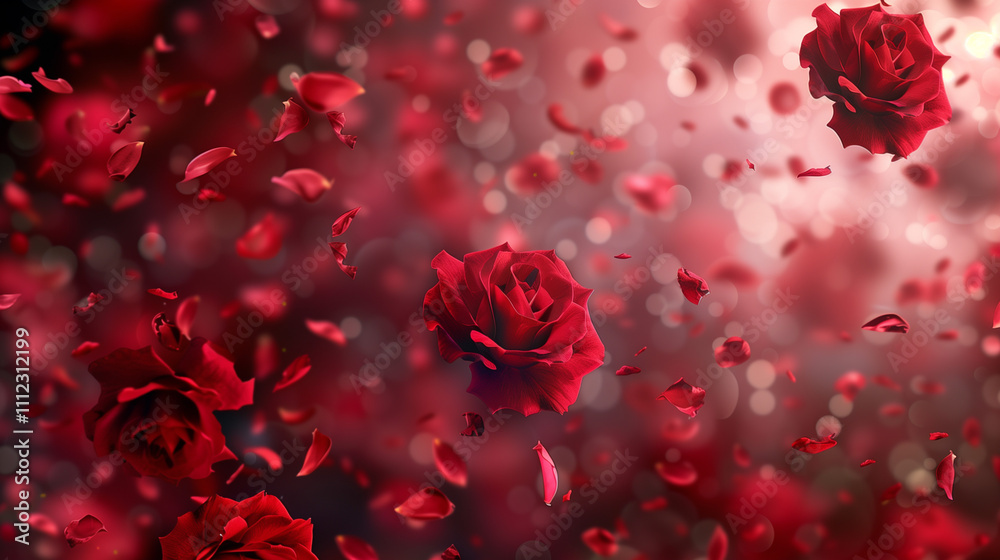 Abstract background with beautiful blooming red roses blowing in the wind. Abstract background with beautiful blooming red roses blowing in the wind.