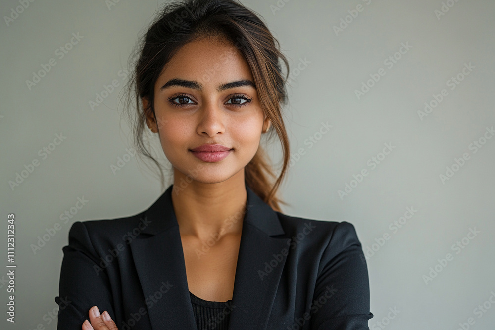 A Beautiful Indian Businesswoman Standing Confidently with her Arms Folded