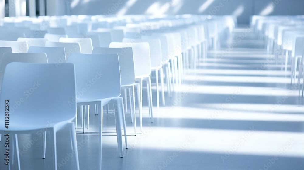 Fototapeta premium Empty stadium seats, a silent testament to the absence of fans, symbolizing the void left by the lack of human connection and shared experiences in the face of challenges.