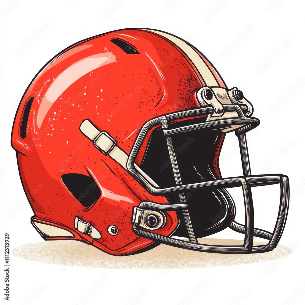 Fototapeta premium Red football helmet with facemask.