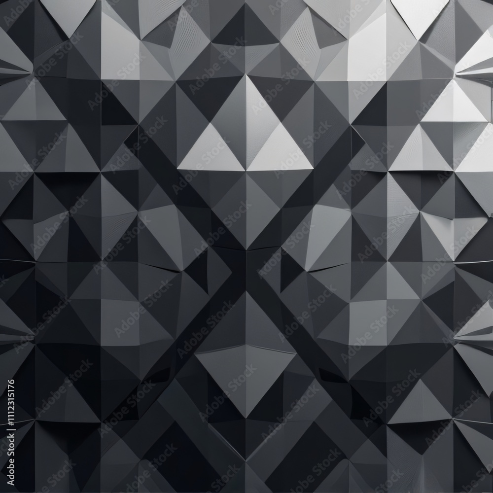 Obraz premium Minimalist Geometric Triangle T-Shirt Pattern, Monochrome Grey Shades