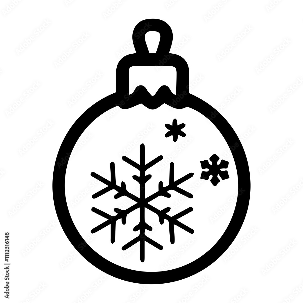 Obraz premium Holiday ornament vector illustration in black and white, isolated against a clean white background. Perfect for festive design projects, decorations, or seasonal themes in minimalist styles