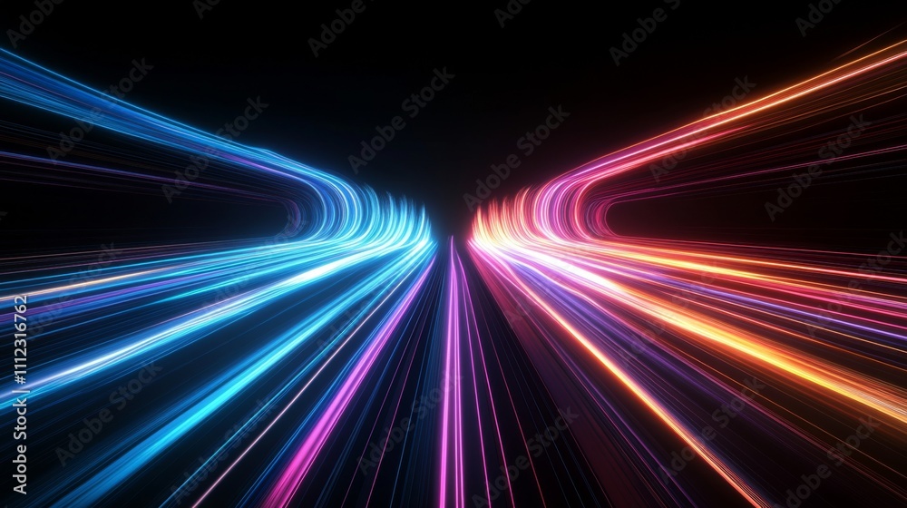 Abstract Glowing Lines Illustrating Optical Data Concept and High Speed Data Transmission Enabled by Optical Fiber Technology Abstract Glowing Lines Illustrating Optical Data Concept and High Speed Data Transmission Enabled by Optical Fiber Technology
