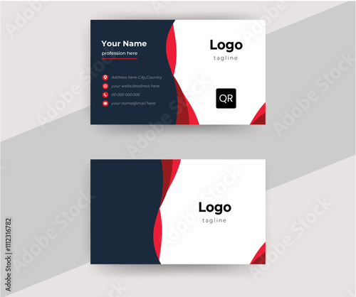 Creative visit cards with red colors variation. Vector illustration design.