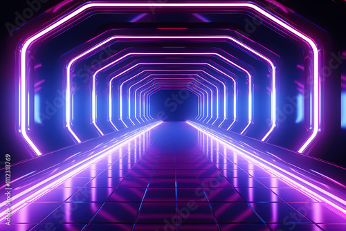 Outstanding si fi tunnel with fantastic Neon lights