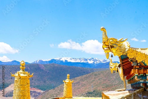 Most beautiful Buddhist Tibetan Monastery in Shangri-La, the Songzanlin Monastery or the little Potala Palace in China photo