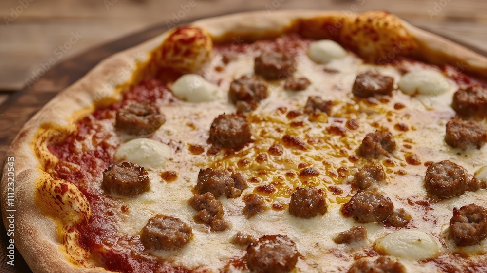 Delicious meatball pizza garnished with melted cheese and fresh ingredients. Delicious meatball pizza garnished with melted cheese and fresh ingredients.