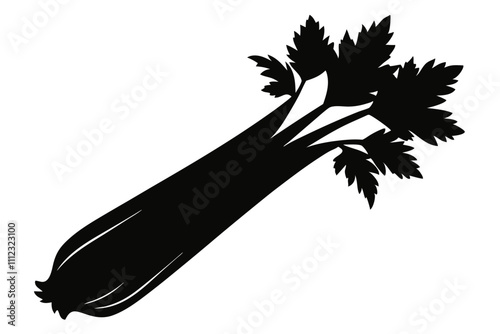 celery silhouette vector illustration,Celery icon. Celery is a biennial plant from the umbrella family. Delicious and healthy food. Vector illustration isolated on a white background for design.