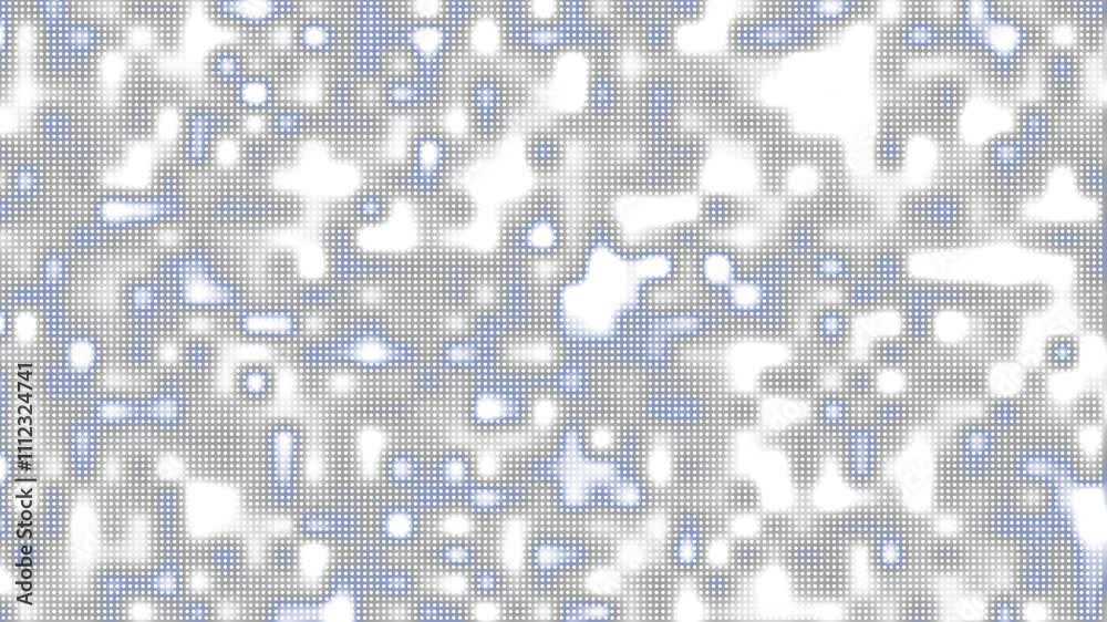 Dynamic dotted pixelated pattern blending white tones and light blue accents.