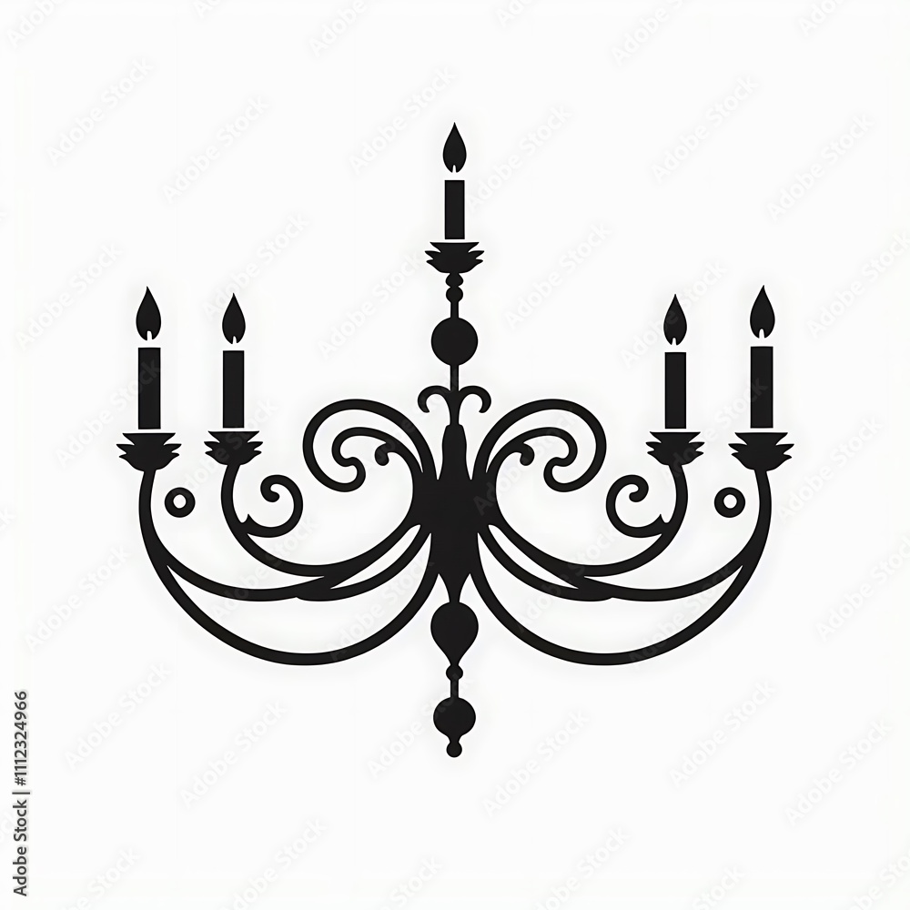 Decorative black chandelier silhouette design. Decorative black chandelier silhouette design.