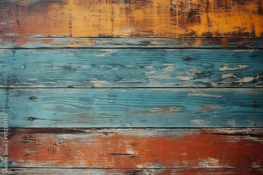 Outstanding Weathered Wooden Planks with Multicolored Paint Outstanding Weathered Wooden Planks with Multicolored Paint