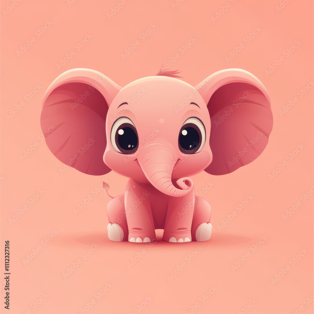Cute pink baby elephant illustration. Cute pink baby elephant illustration.