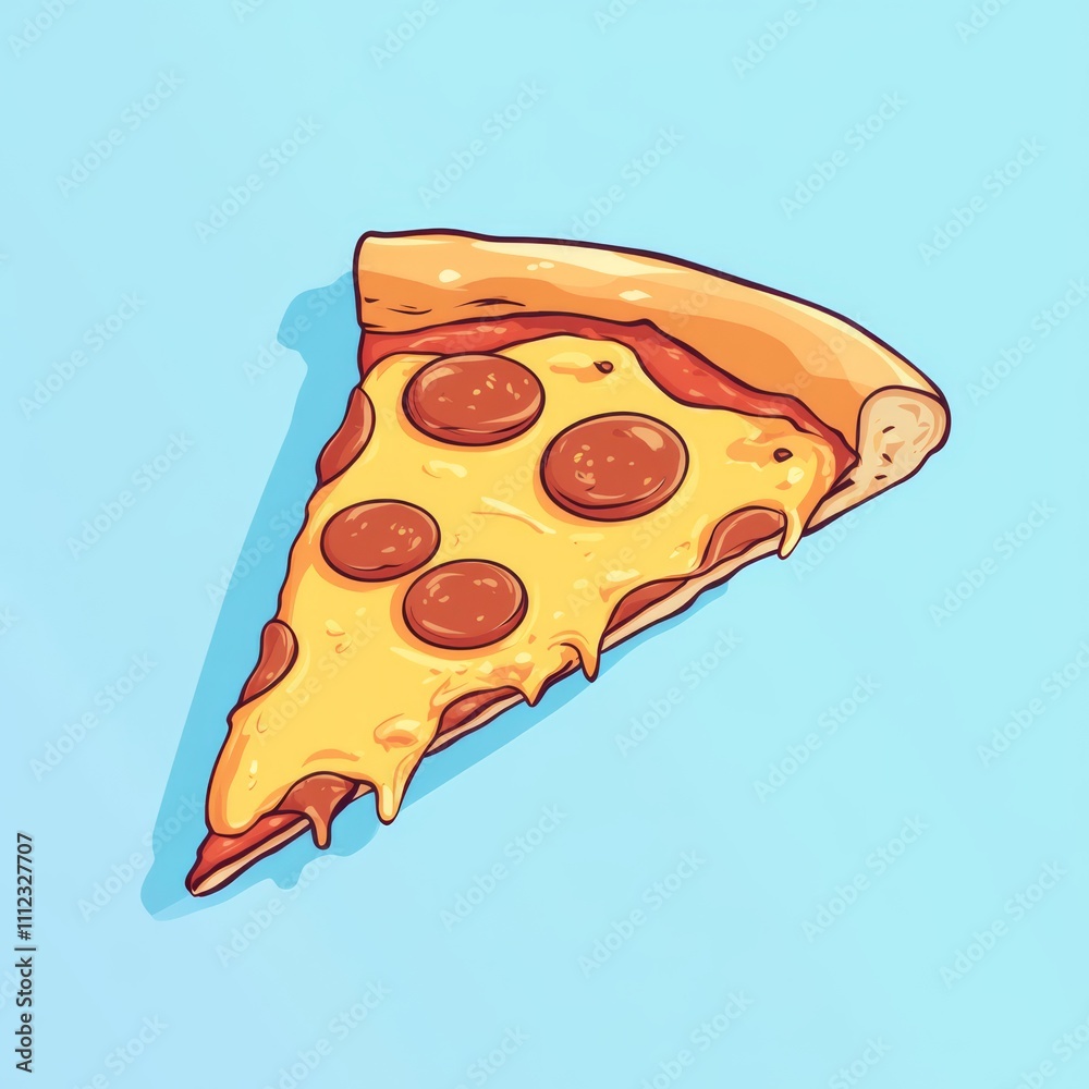 Delicious pepperoni pizza slice with melted cheese. Delicious pepperoni pizza slice with melted cheese.