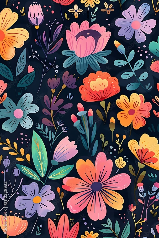 seamless pattern with flowers