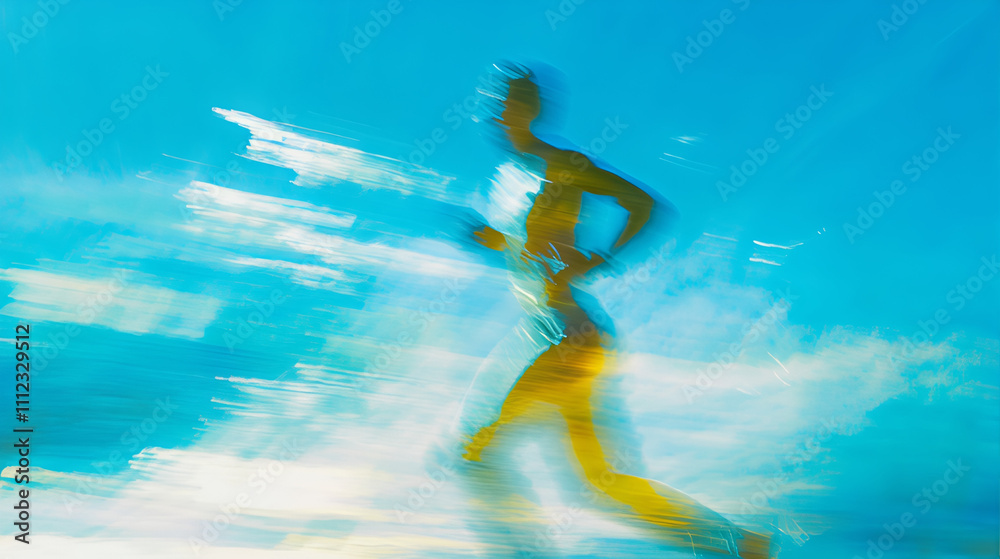 Fototapeta premium Blur speed motion sprint relay race runner, jogger jogging