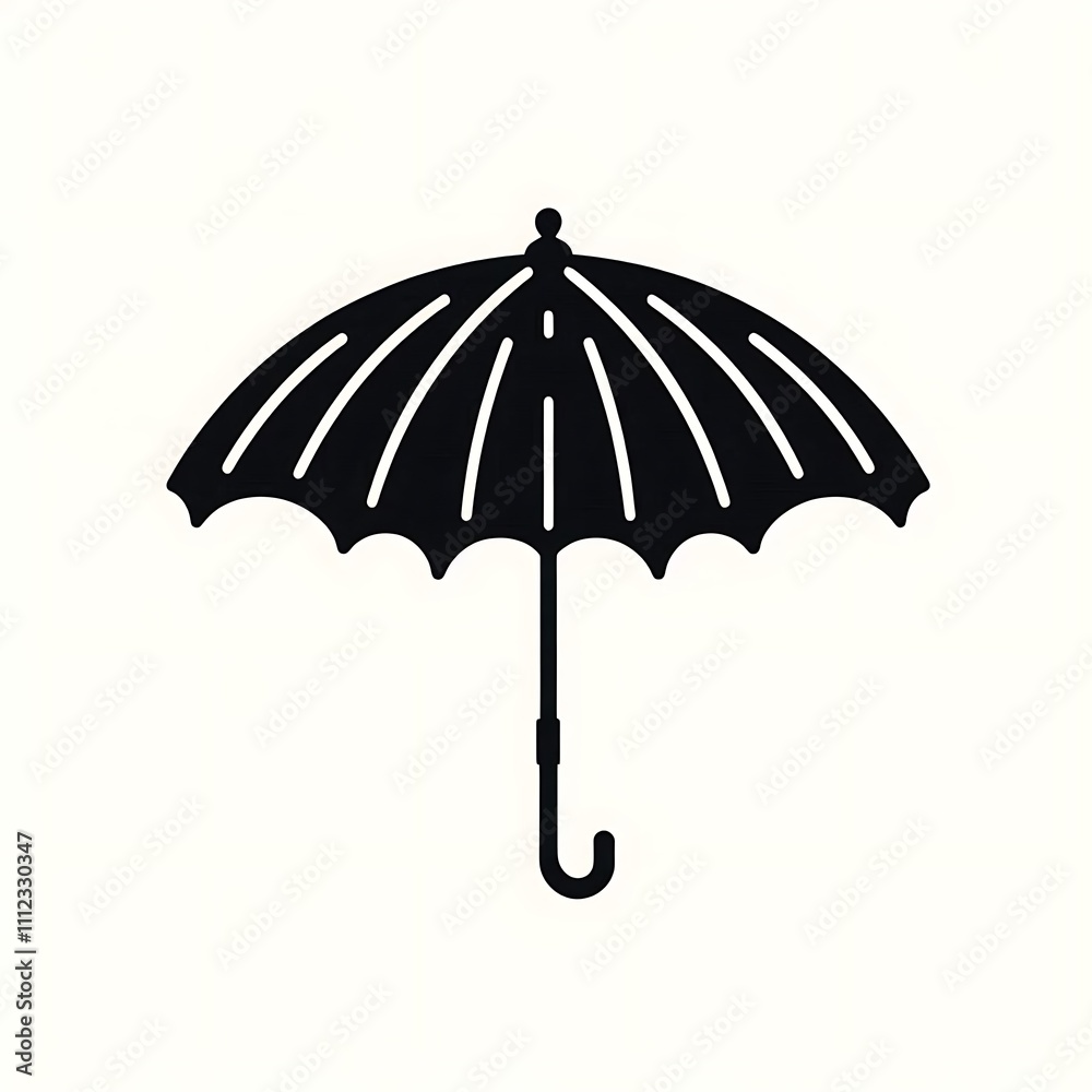 A simple black umbrella icon on a light background. A simple black umbrella icon on a light background.