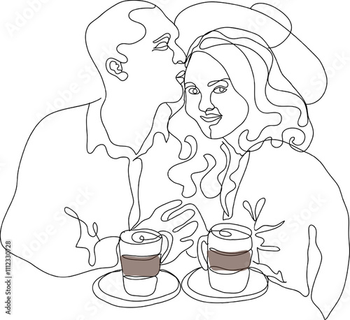  coffee time concept line art