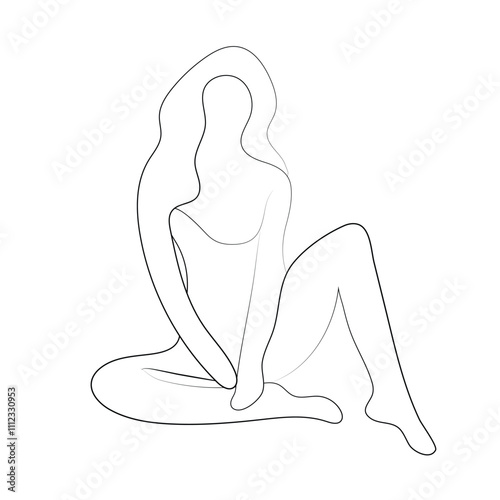Woman Body One Line Drawing. Vector Minimalist Design for Wall Art, Print, Card, Poster.