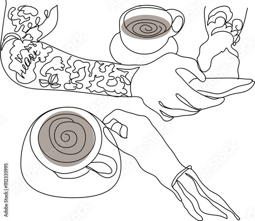 coffee time concept line art