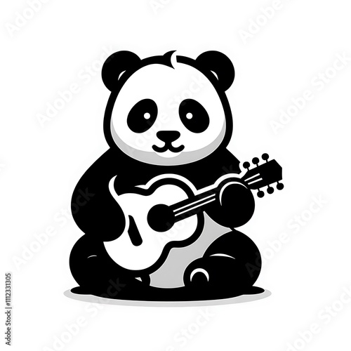 Cartoon panda playing a guitar. photo