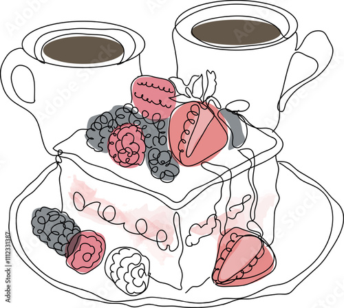  coffee time concept line art