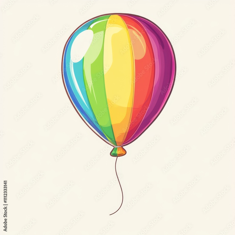 Naklejka premium Rainbow striped balloon floating.