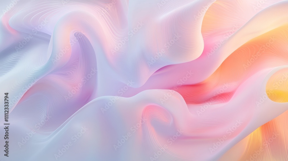 Obraz premium Abstract Flowing Lines and Soft Gradient Pastel Colors on White Background