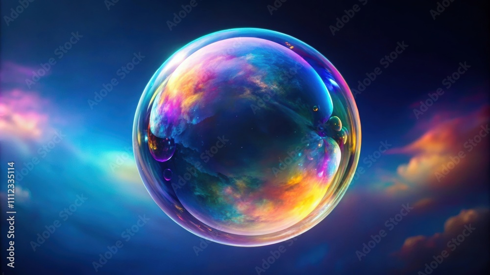 Iridescent bubble floating in space , bubble, iridescent, render, shiny, colorful,sphere, reflection, light, rainbow Iridescent bubble floating in space , bubble, iridescent, render, shiny, colorful,sphere, reflection, light, rainbow