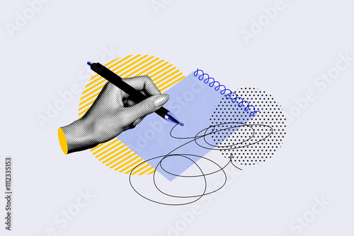 Konstfotografi Composite photo collage of hand hold pen write note notepad paper planner drawin