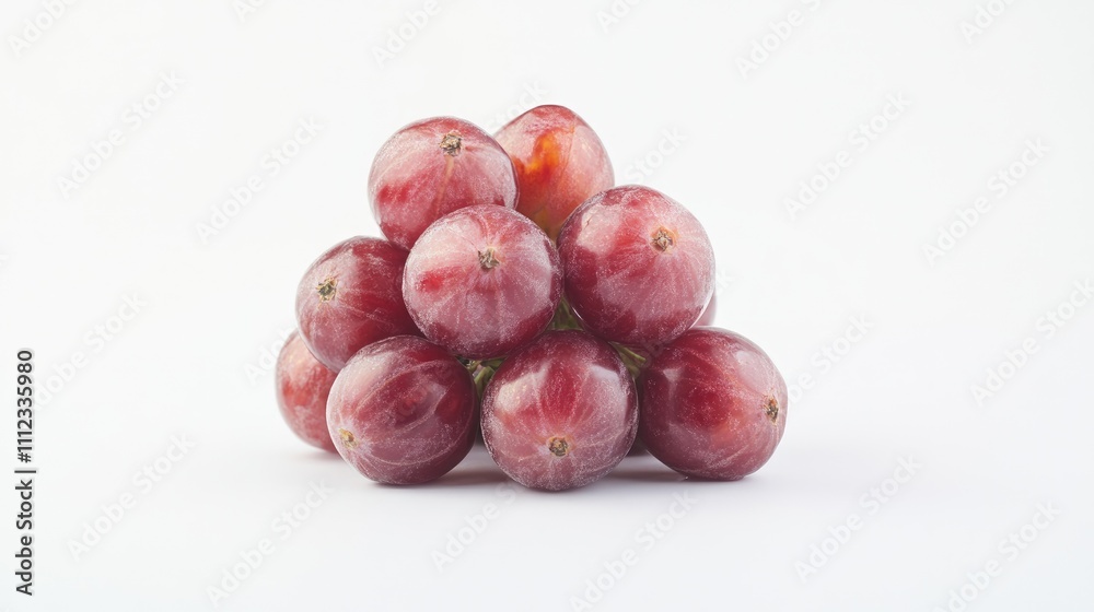 Obraz premium A cluster of fresh gooseberries isolated on a clean white background, emphasizing their round shape.