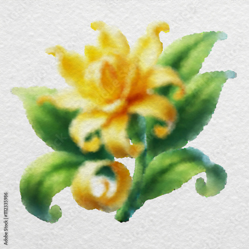 Fototapeta Naklejka Na Ścianę i Meble -  Yellow Flower Watercolor