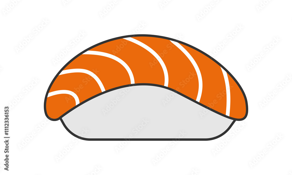 Nigiri sushi with rice ball and raw fish. Japanese food minimalist vector illustration Nigiri sushi with rice ball and raw fish. Japanese food minimalist vector illustration