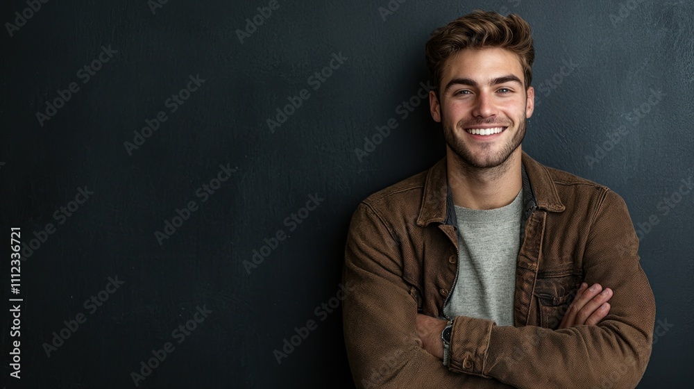 A portrait of a male model dressed in a casual yet fashionable outfit, smiling in a natural, relaxed pose. A portrait of a male model dressed in a casual yet fashionable outfit, smiling in a natural, relaxed pose.
