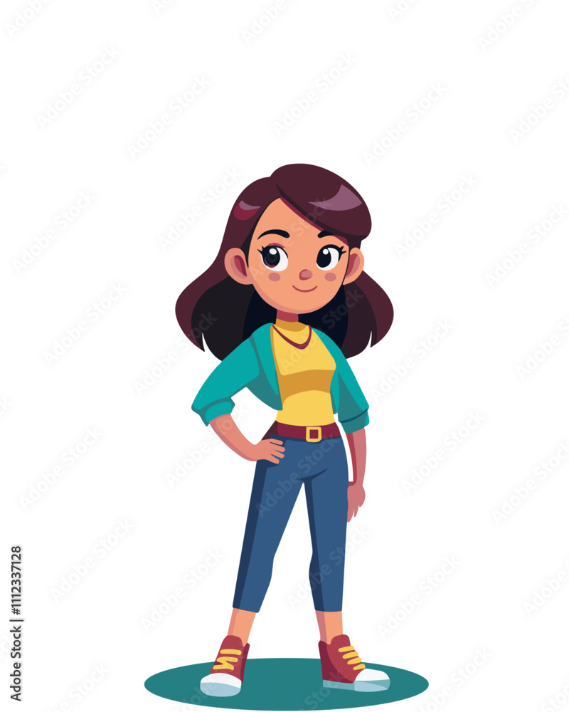 Cute Girl Standing isolated on white background , vector illustration design. Cute Girl Standing isolated on white background , vector illustration design.
