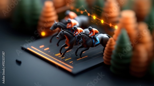 Aerial View of Horses Racing on a Racecourse