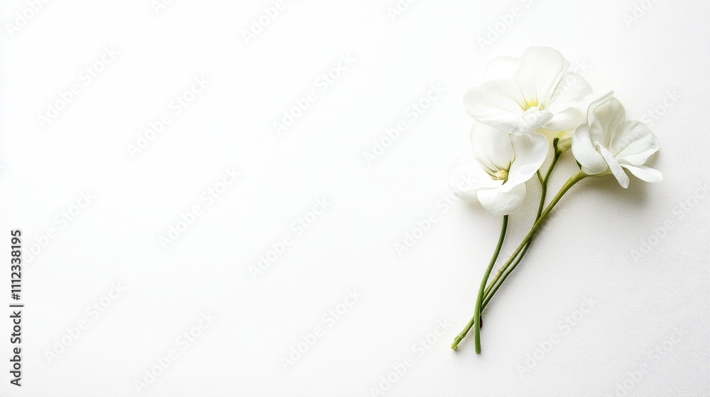 Elegant White Flower Blooms on Minimalist Textured Background Elegant White Flower Blooms on Minimalist Textured Background