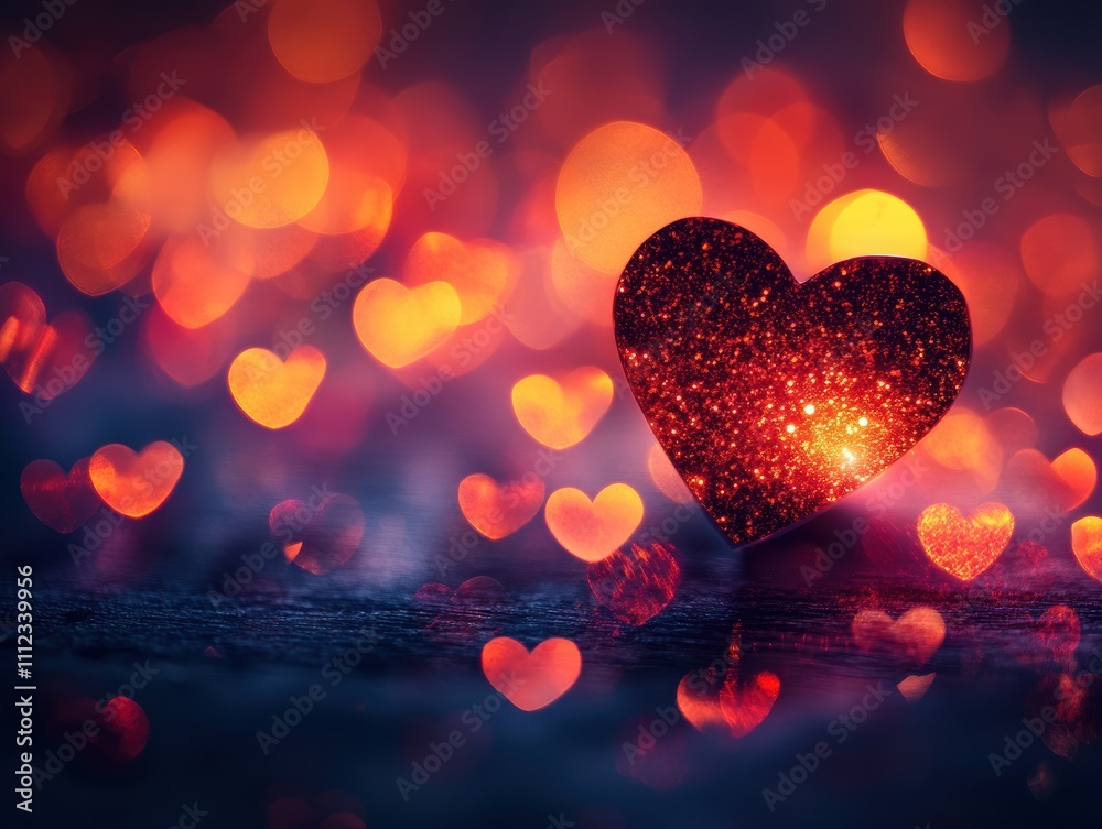 Sparkling heart with glowing bokeh in the background, perfect for romantic themes. Sparkling heart with glowing bokeh in the background, perfect for romantic themes.