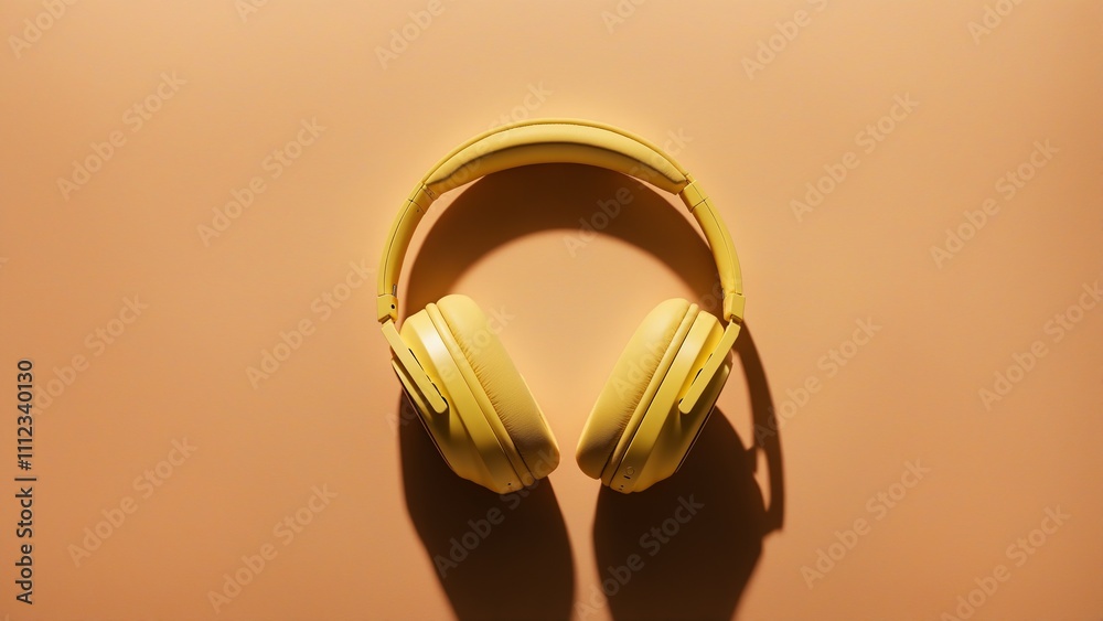 Stylish Yellow Headphones on Minimal Background