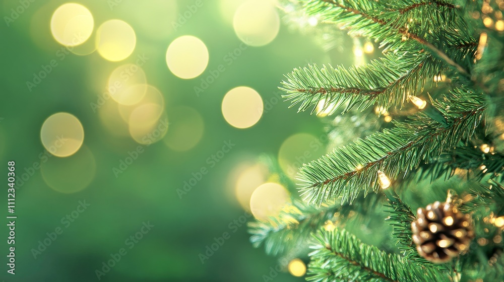 Glowing Evergreen Silhouettes against Soft Focus Nature Background
