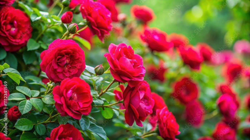 Blooming wild rose bush with vibrant red roses, flowers, nature, garden, botanical, blossom, petals, red, vibrant, blooming Blooming wild rose bush with vibrant red roses, flowers, nature, garden, botanical, blossom, petals, red, vibrant, blooming