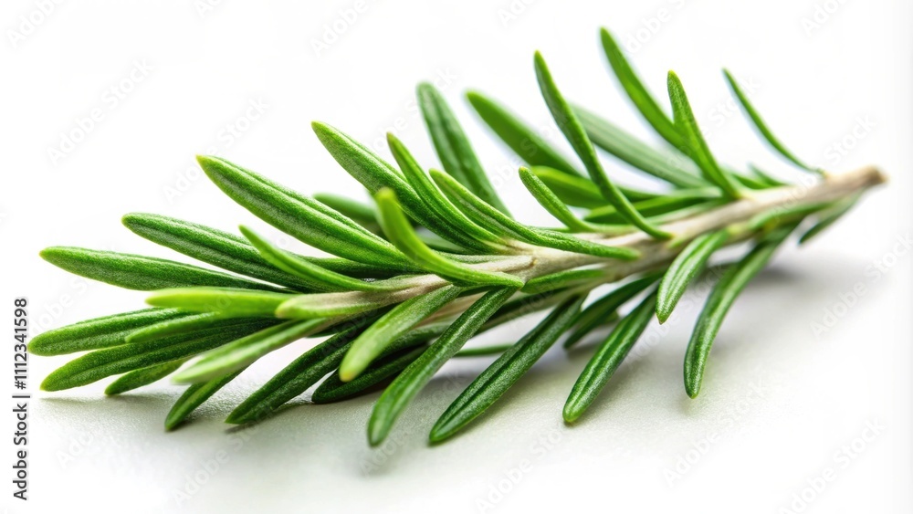 Fototapeta premium Close-up of a branch of green rosemary isolate, rosemary, herb, aromatic, plant, isolated, green, branch, natural, ingredient