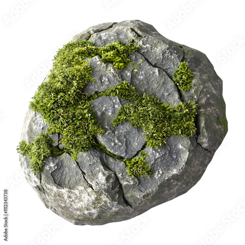 Moss stone isolated on transparent and white background. PNG cutout.