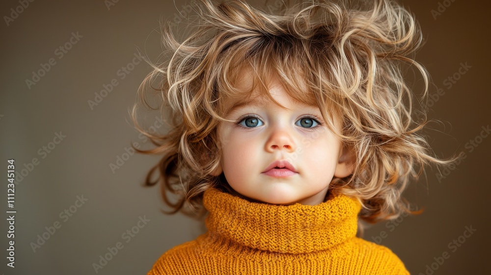 Playful Toddler with Messy Wavy Hair in Golden Light Playful Toddler with Messy Wavy Hair in Golden Light