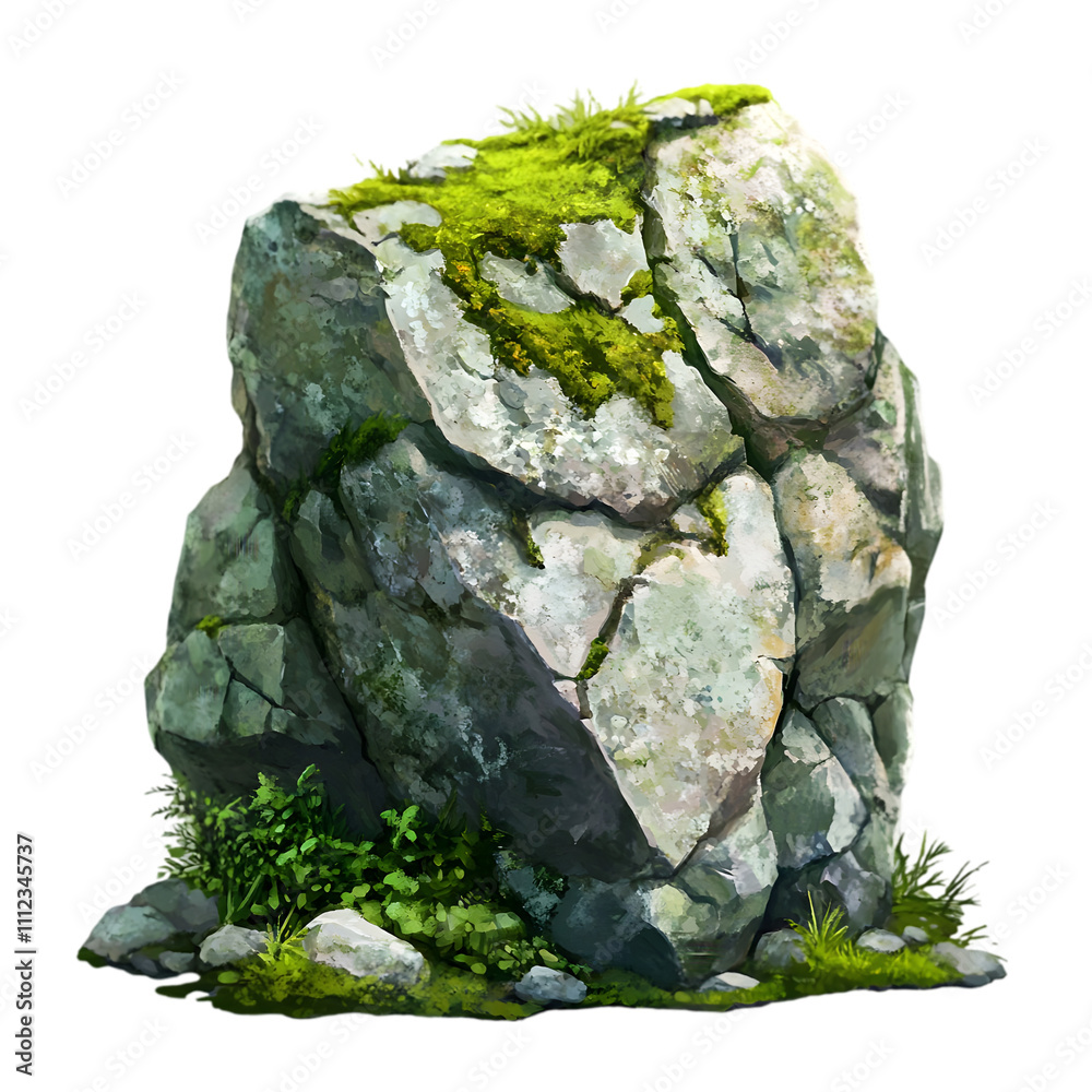 Moss stone isolated on transparent and white background. PNG cutout. Moss stone isolated on transparent and white background. PNG cutout.